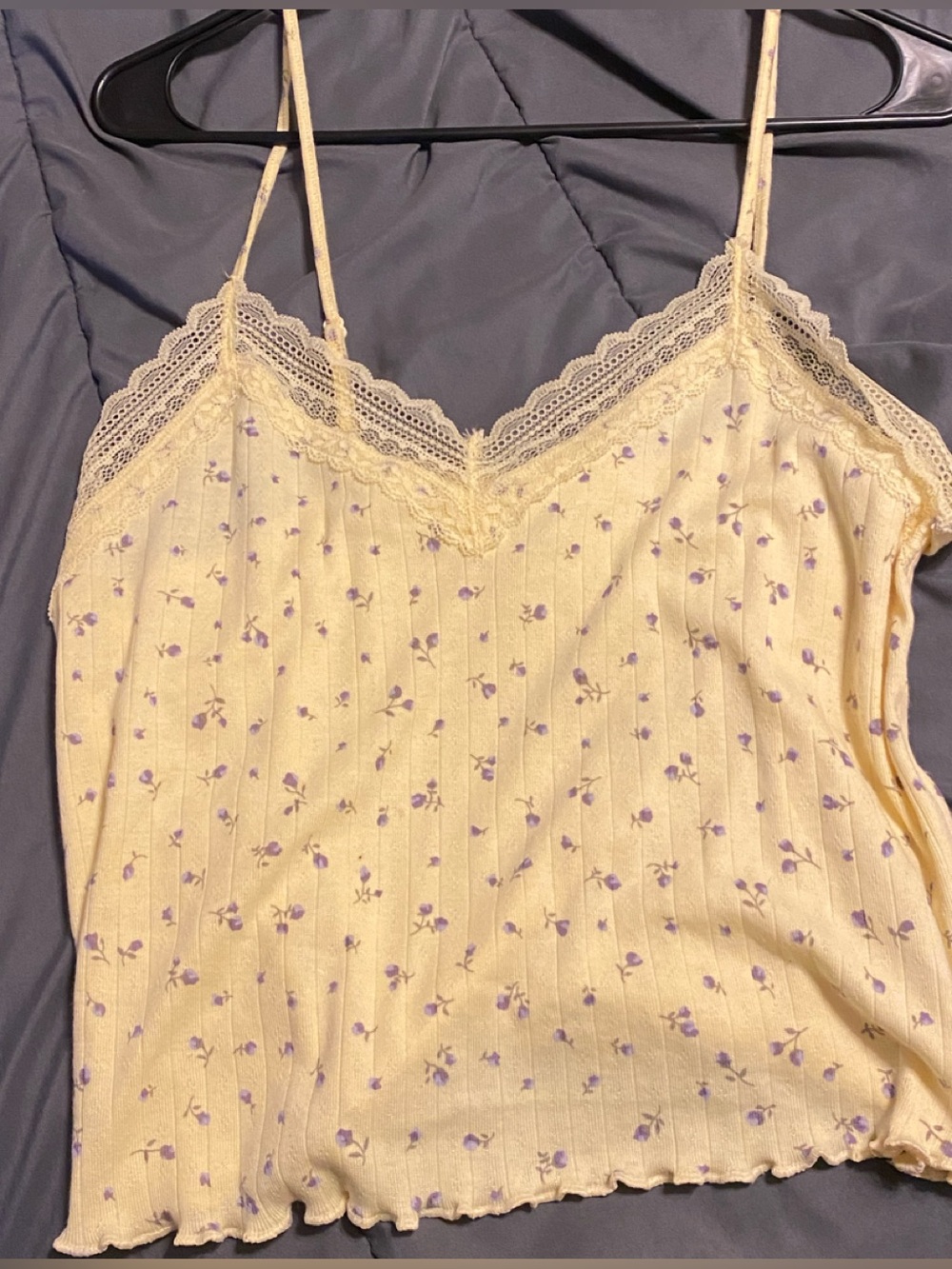 No Boundaries Pale Yellow Floral Eyelet Cami
